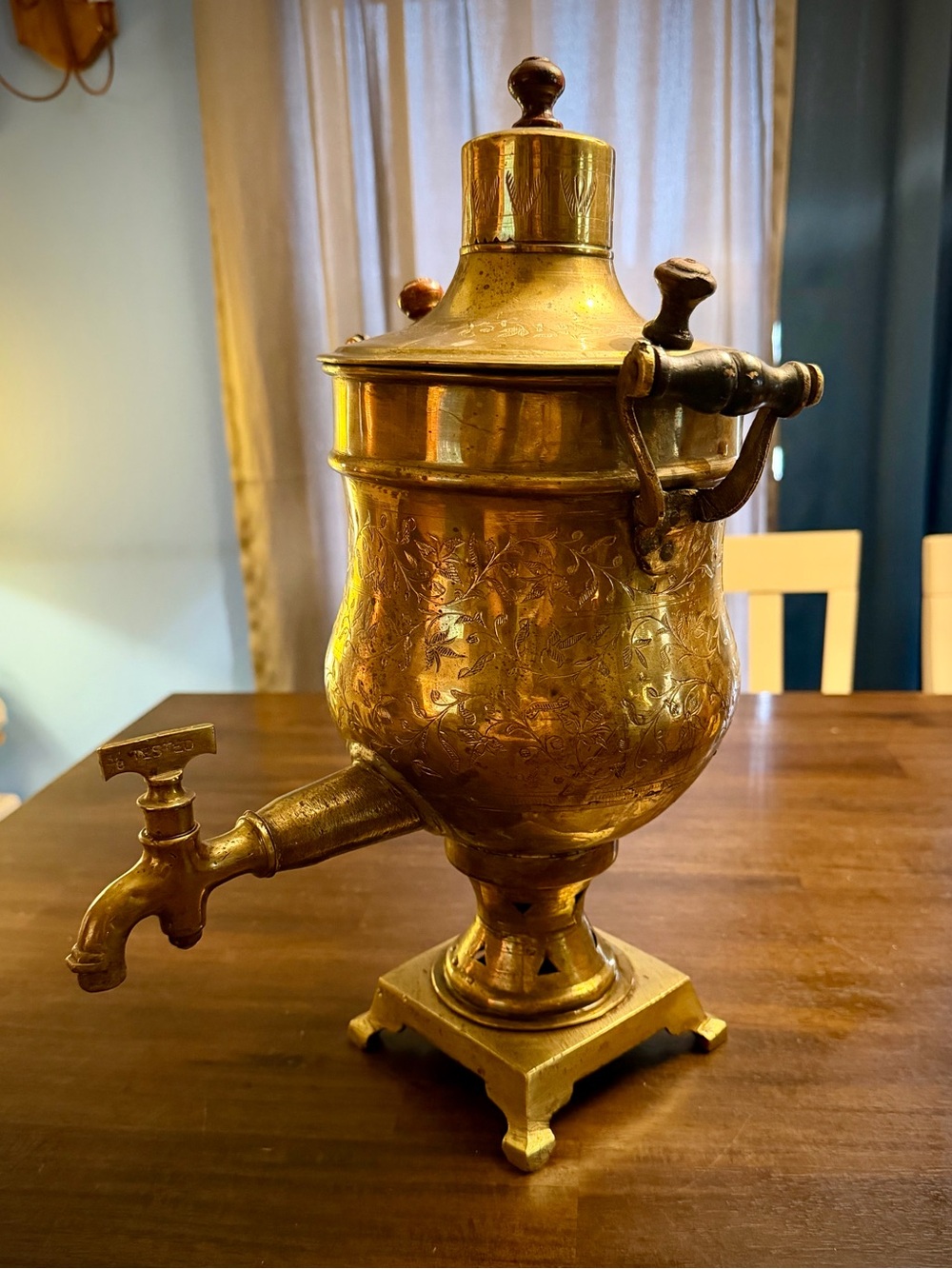 vintage/antique-style brass samovar